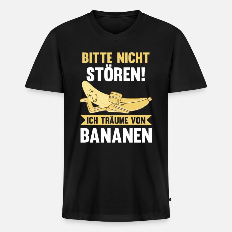 Früchte Banane - Männer Premium Bio T-Shirt mit V-Ausschnitt - Schwarz