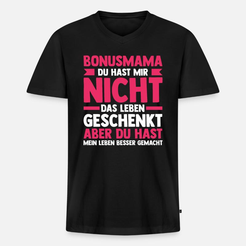 Stiefmutter Stiefmama Bonusmama - Männer Premium Bio T-Shirt mit V-Ausschnitt - Schwarz