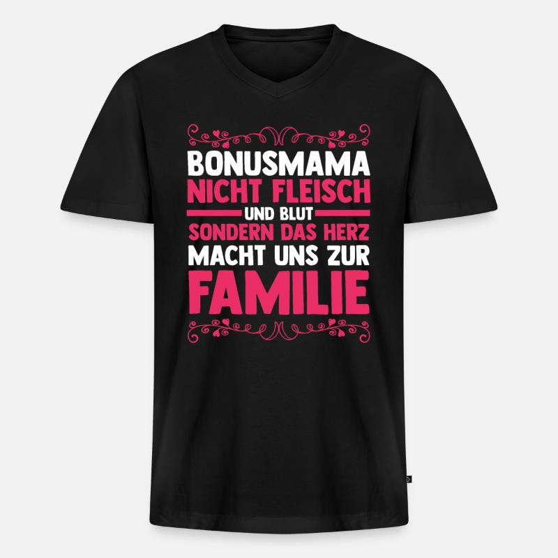 Stiefmutter Stiefmama Bonusmama - Männer Premium Bio T-Shirt mit V-Ausschnitt - Schwarz