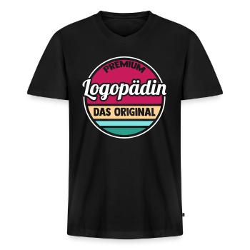 Logopädie Logopädin - Männer Premium Bio T-Shirt mit V-Ausschnitt - Schwarz - Vorne - Nico (187cm)