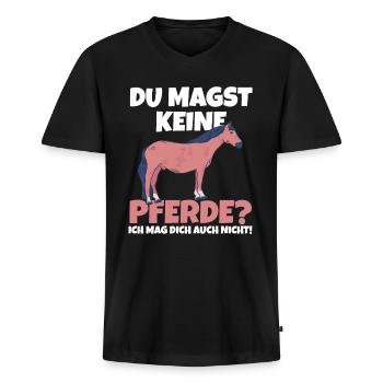 Pferd Reiten Bauernhof Bauer Pferdebesitzer Pferde - Männer Premium Bio T-Shirt mit V-Ausschnitt - Schwarz - Vorne - Nico (187cm)