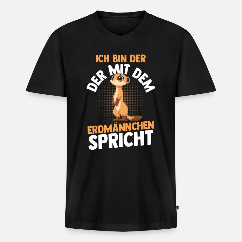 Erdmännchen - Männer Premium Bio T-Shirt mit V-Ausschnitt - Schwarz
