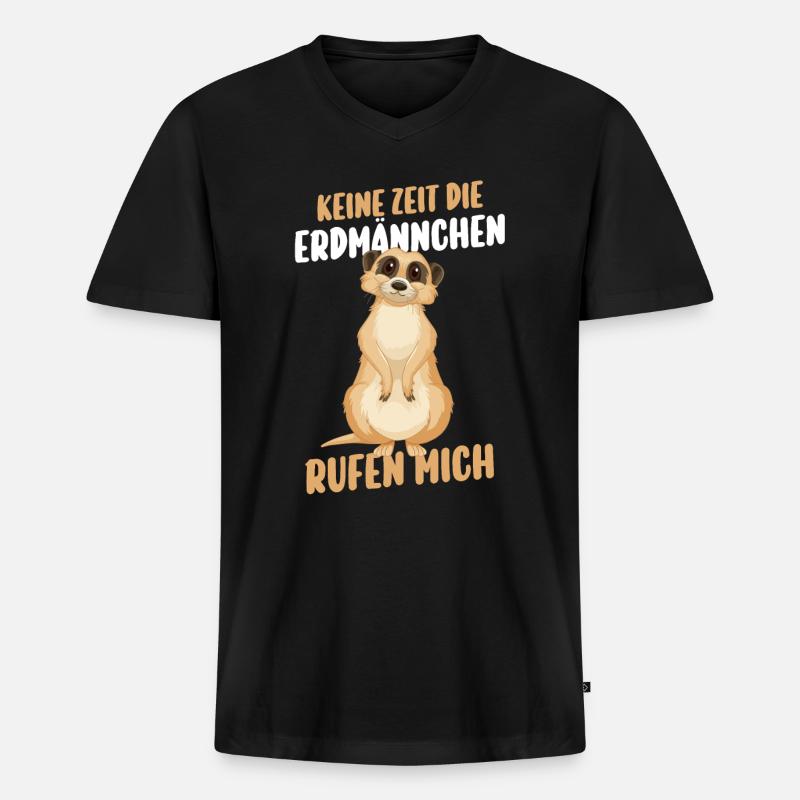 Erdmännchen - Männer Premium Bio T-Shirt mit V-Ausschnitt - Schwarz