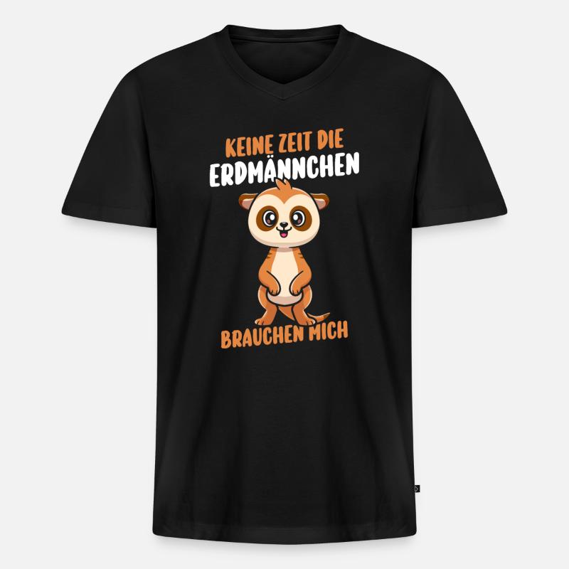 Erdmännchen - Männer Premium Bio T-Shirt mit V-Ausschnitt - Schwarz