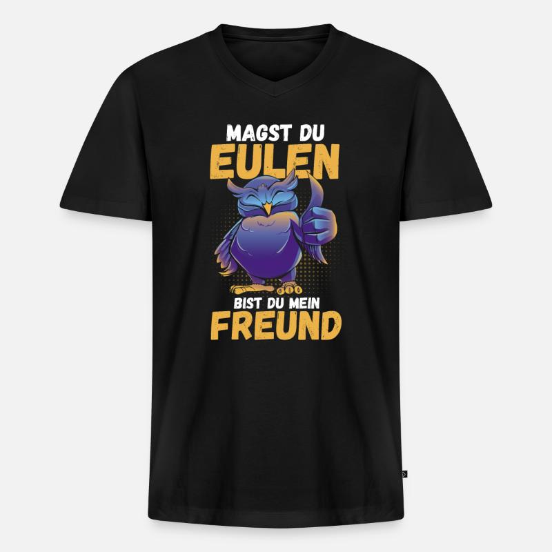 Eulen - Männer Premium Bio T-Shirt mit V-Ausschnitt - Schwarz