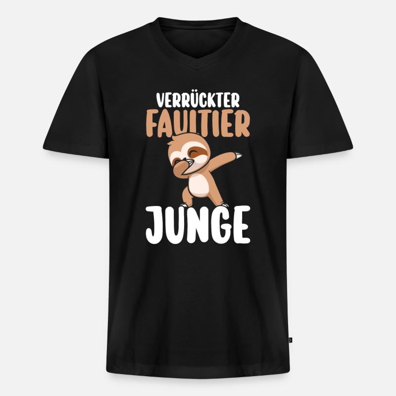 Faultier - Männer Premium Bio T-Shirt mit V-Ausschnitt - Schwarz