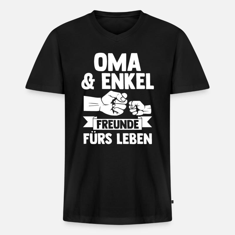 Oma Großmutter und Enkel - Männer Premium Bio T-Shirt mit V-Ausschnitt - Schwarz