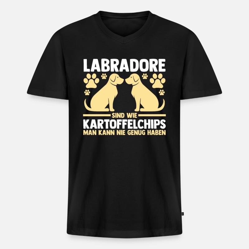 Hund Labrador - Männer Premium Bio T-Shirt mit V-Ausschnitt - Schwarz