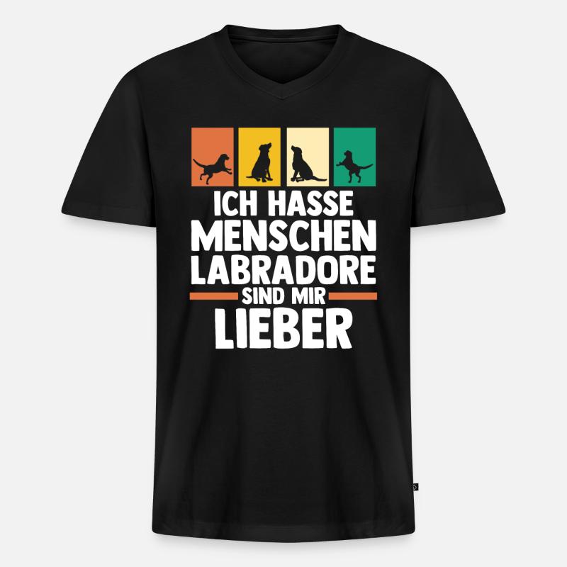 Hund Labrador - Männer Premium Bio T-Shirt mit V-Ausschnitt - Schwarz
