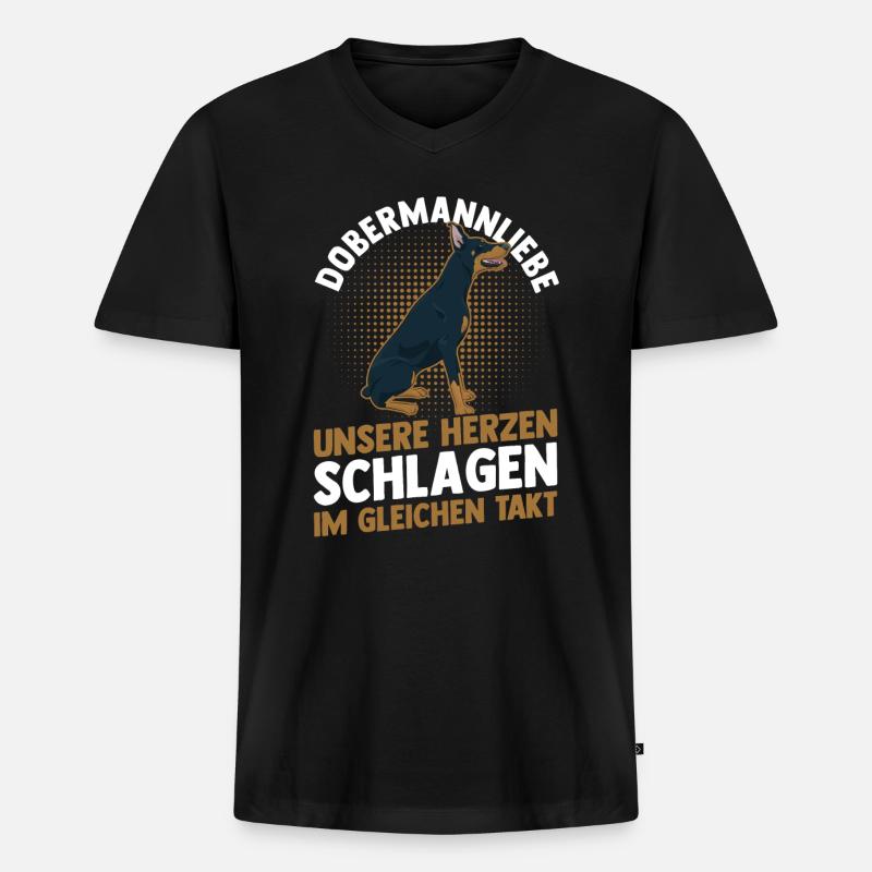 Hund Dobermann - Männer Premium Bio T-Shirt mit V-Ausschnitt - Schwarz