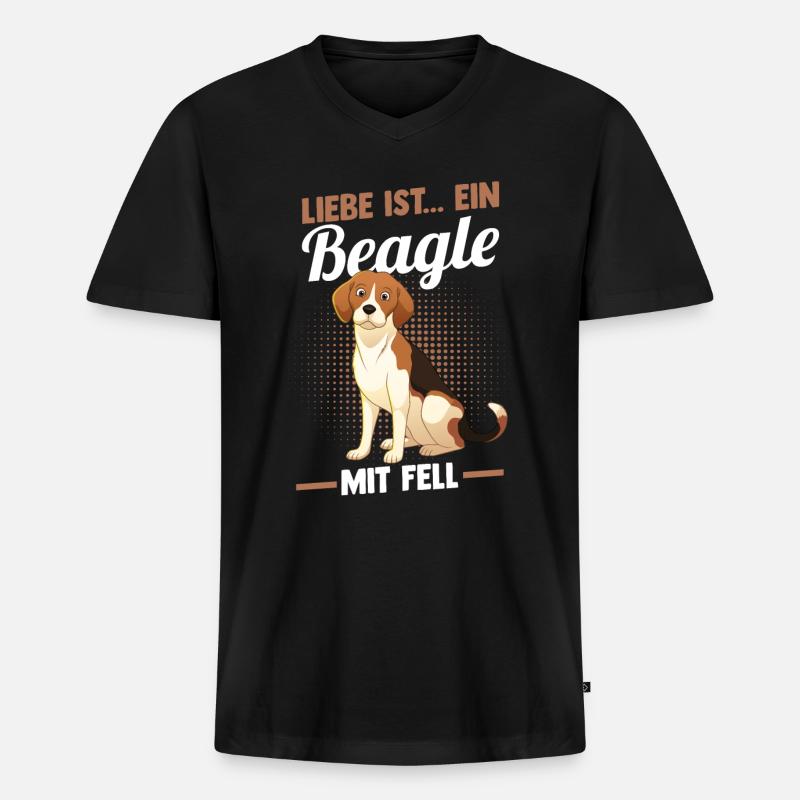 Hund Beagle - Männer Premium Bio T-Shirt mit V-Ausschnitt - Schwarz