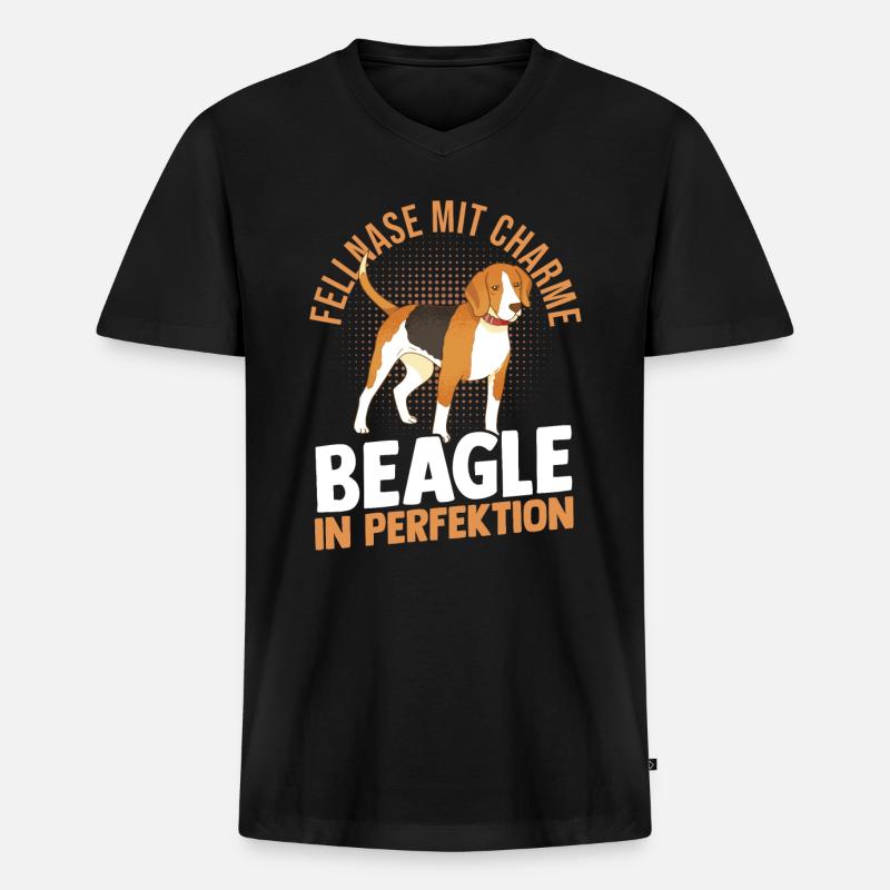 Hund Beagle - Männer Premium Bio T-Shirt mit V-Ausschnitt - Schwarz