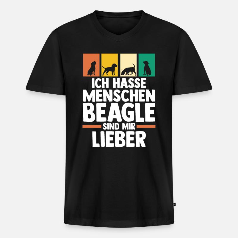 Hund Beagle - Männer Premium Bio T-Shirt mit V-Ausschnitt - Schwarz