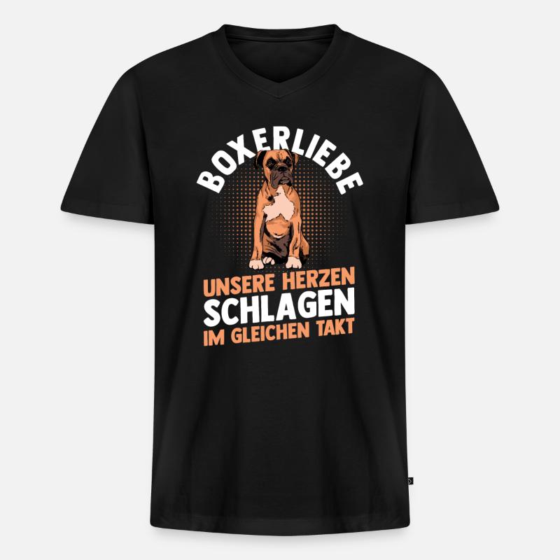 Hund Deutscher Boxer - Männer Premium Bio T-Shirt mit V-Ausschnitt - Schwarz