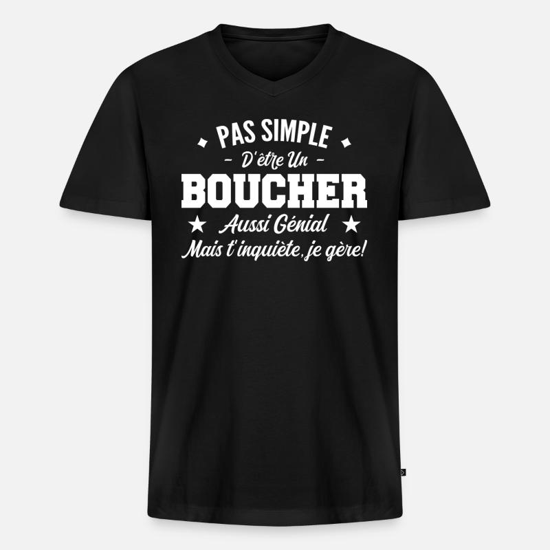 Tolles Metzgermann-Geschenk - Männer Premium Bio T-Shirt mit V-Ausschnitt - Schwarz