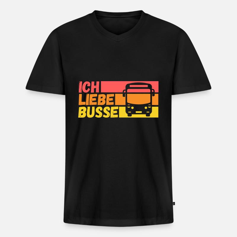 Busfahrer Bus - Männer Premium Bio T-Shirt mit V-Ausschnitt - Schwarz