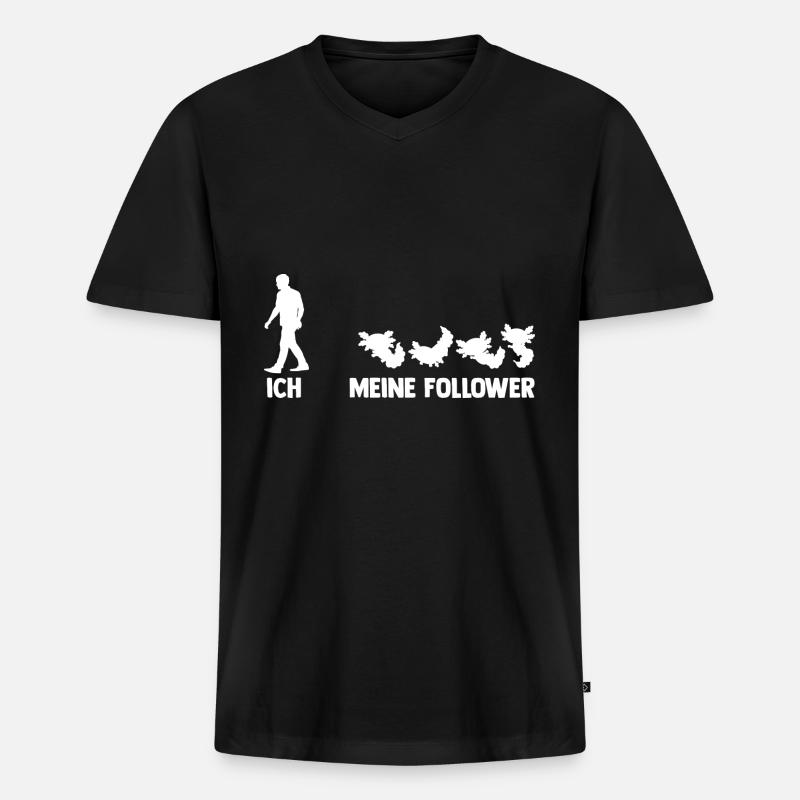 Axolotl - Männer Premium Bio T-Shirt mit V-Ausschnitt - Schwarz
