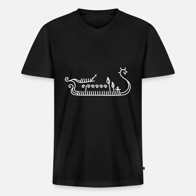 Vikinger Schiff - Männer Premium Bio T-Shirt mit V-Ausschnitt - Schwarz