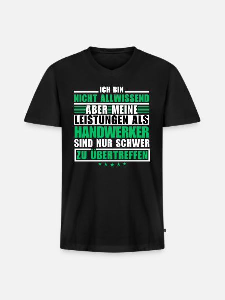 Unübertroffene Leistung als Handwerker - Männer Premium Bio T-Shirt mit V-Ausschnitt - Schwarz