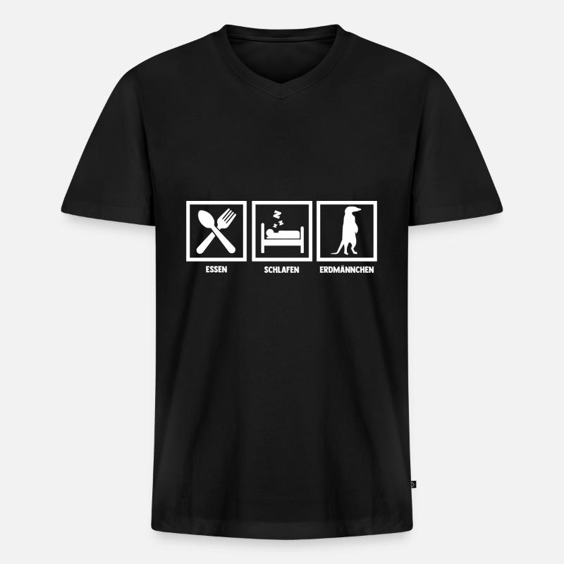 Erdmännchen - Männer Premium Bio T-Shirt mit V-Ausschnitt - Schwarz