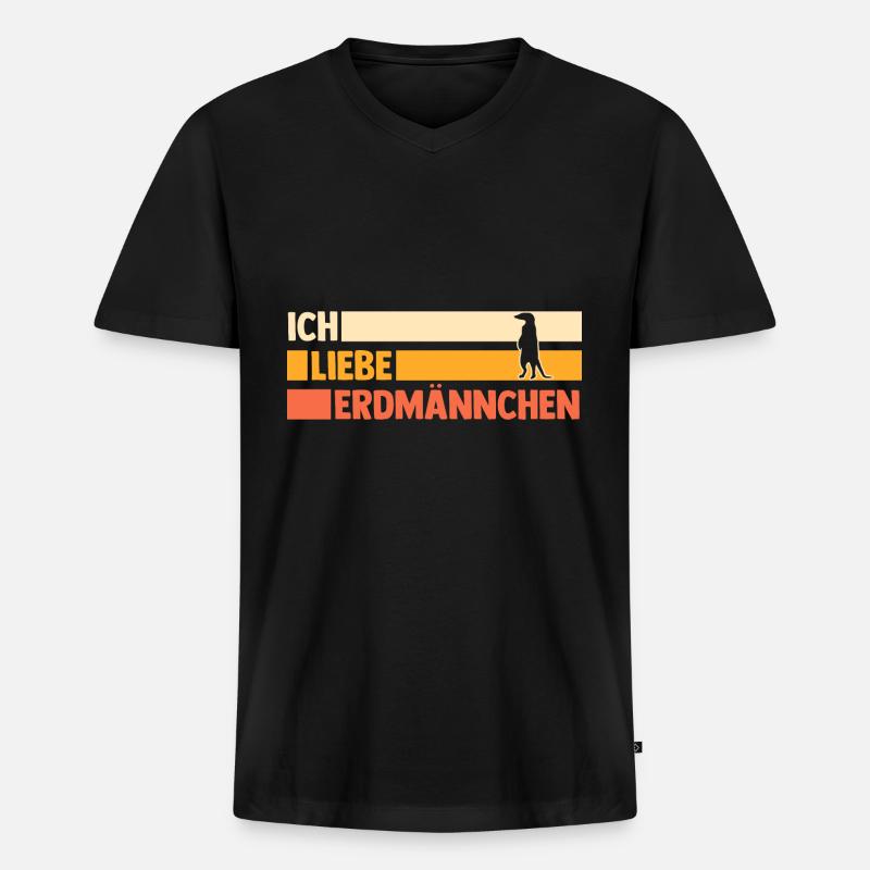 Erdmännchen - Männer Premium Bio T-Shirt mit V-Ausschnitt - Schwarz