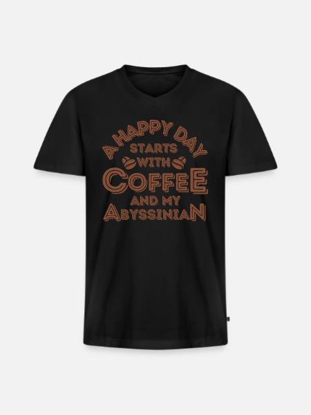 Abyssinian Cat Coffee Cafe - Men's Premium Organic T-shirt with V-neck - black