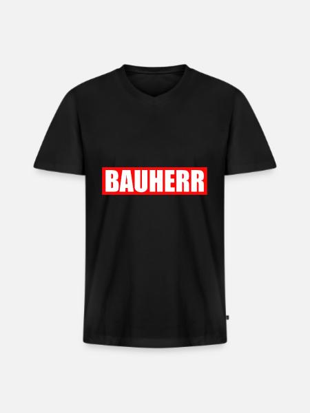 Bauherr - Männer Premium Bio T-Shirt mit V-Ausschnitt - Schwarz