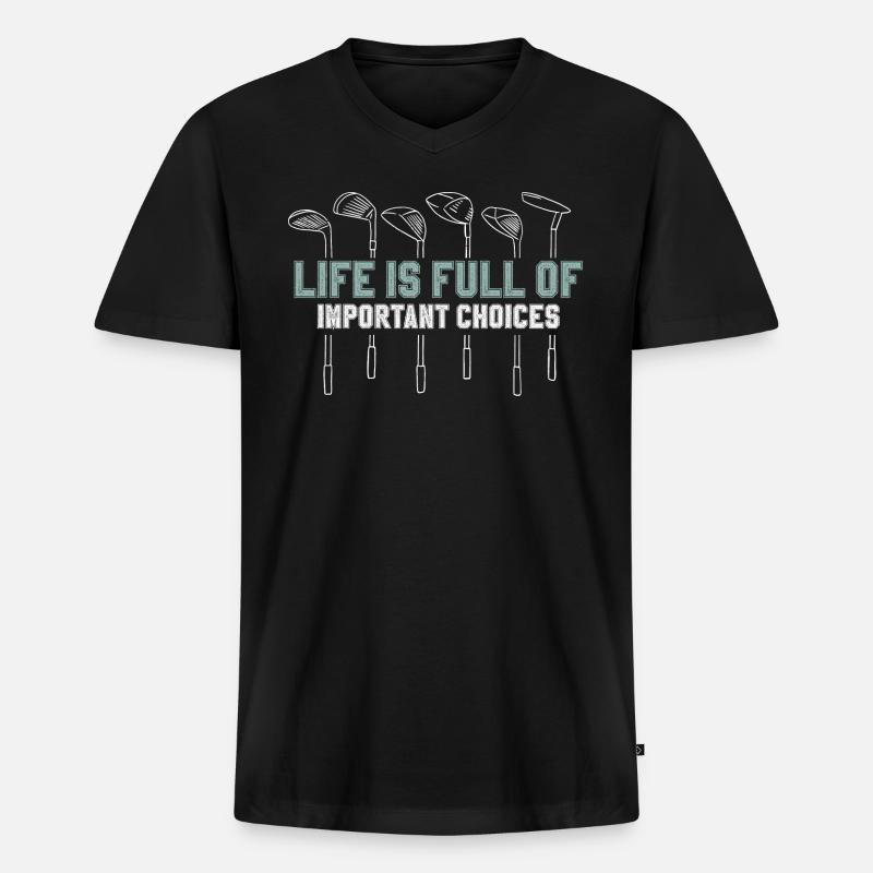 Golf Golfschläger - Männer Premium Bio T-Shirt mit V-Ausschnitt - Schwarz