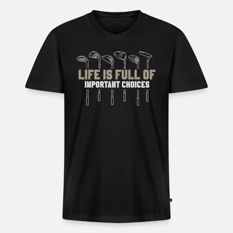 Golf Golfschläger - Männer Premium Bio T-Shirt mit V-Ausschnitt - Schwarz