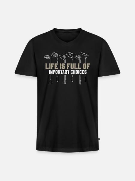 Golf Golfschläger - Männer Premium Bio T-Shirt mit V-Ausschnitt - Schwarz