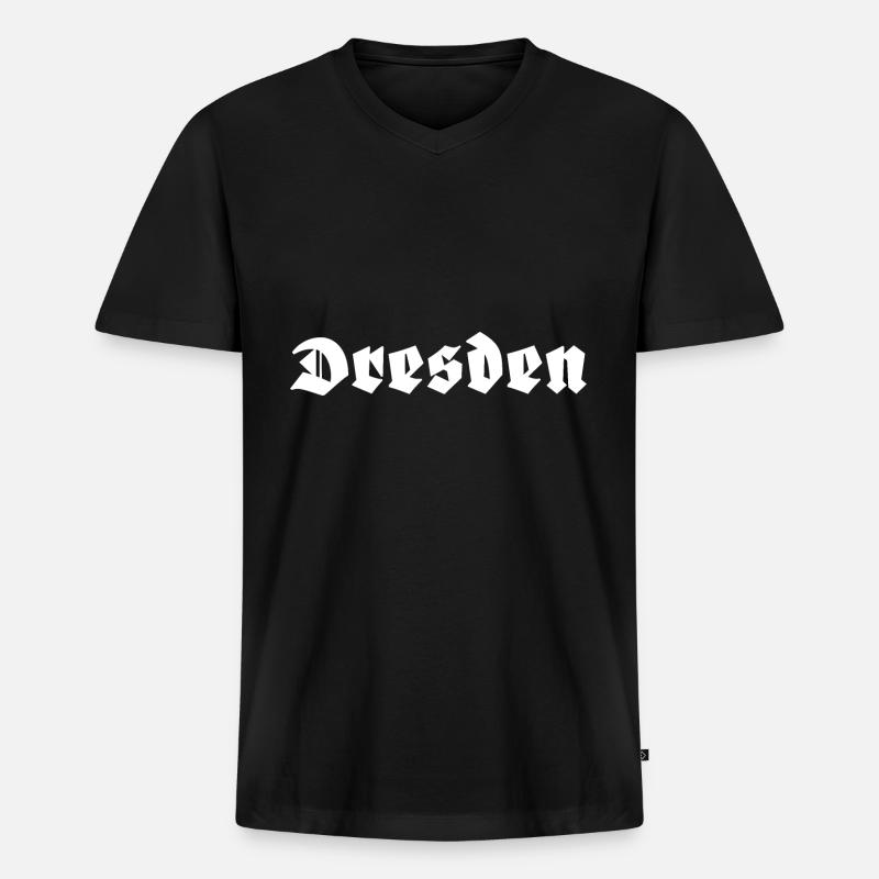 Dresden - Männer Premium Bio T-Shirt mit V-Ausschnitt - Schwarz