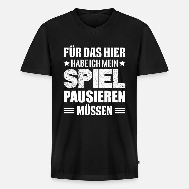 Zocken - Männer Premium Bio T-Shirt mit V-Ausschnitt - Schwarz