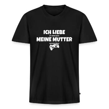 Zocken Spruch - Männer Premium Bio T-Shirt mit V-Ausschnitt - Schwarz - Vorne - Nico (187cm)