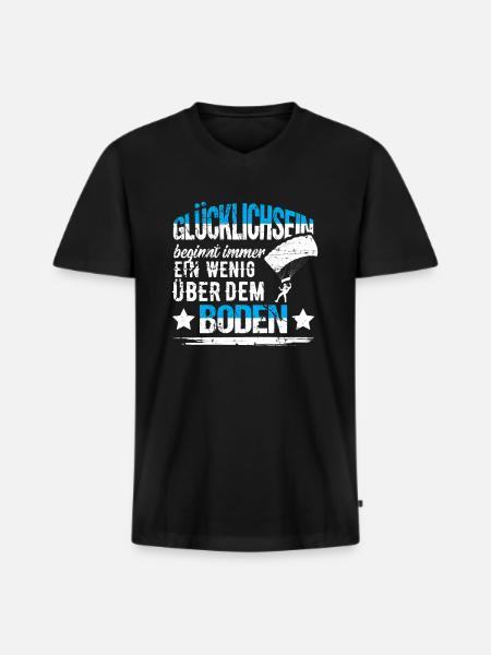 Saut en parachute - T-shirt encolure en V Premium bio Homme - noir