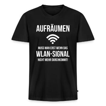 Internet WLAN Witz Teenager - Männer Premium Bio T-Shirt mit V-Ausschnitt - Schwarz - Vorne - Nico (187cm)