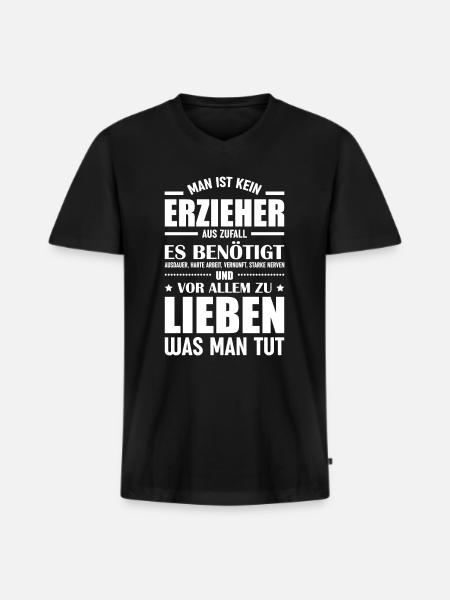 Erzieher Spruch Kindergarten - Männer Premium Bio T-Shirt mit V-Ausschnitt - Schwarz