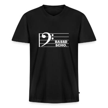 Bassd Scho Basse Basse Bavaroise - T-shirt encolure en V Premium bio Homme - noir - Devant - Nico (187cm)
