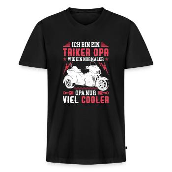 Trike Triker Opa - Männer Premium Bio T-Shirt mit V-Ausschnitt - Schwarz - Vorne - Nico (187cm)