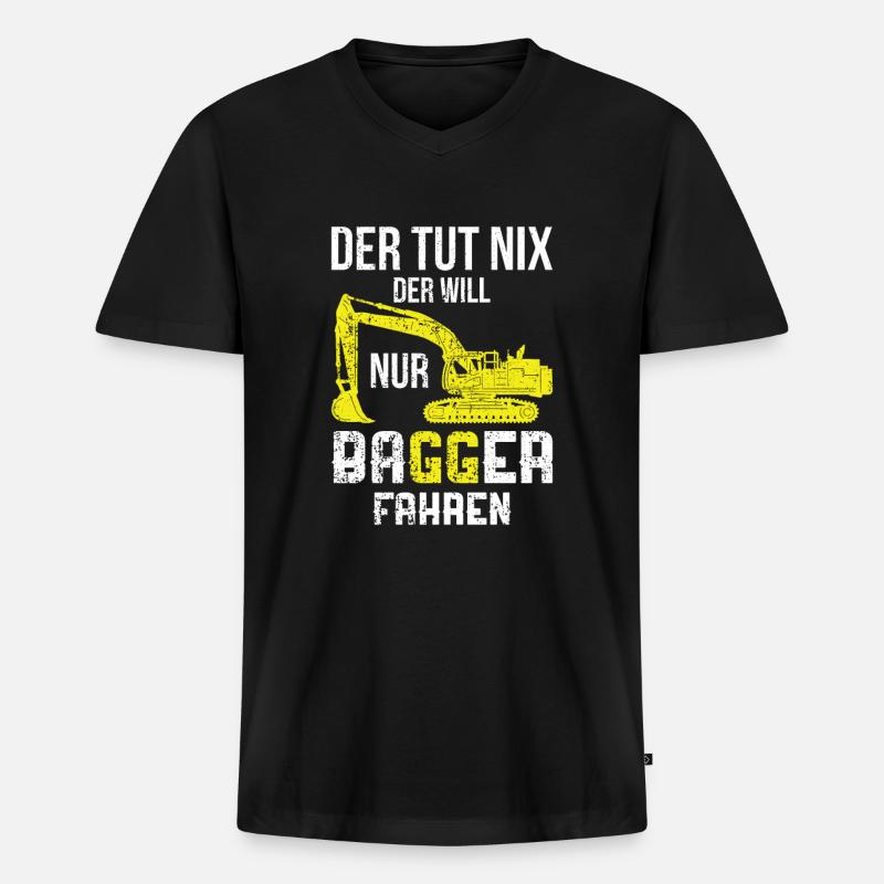 Baggerfahrer Baggerführer - Männer Premium Bio T-Shirt mit V-Ausschnitt - Schwarz