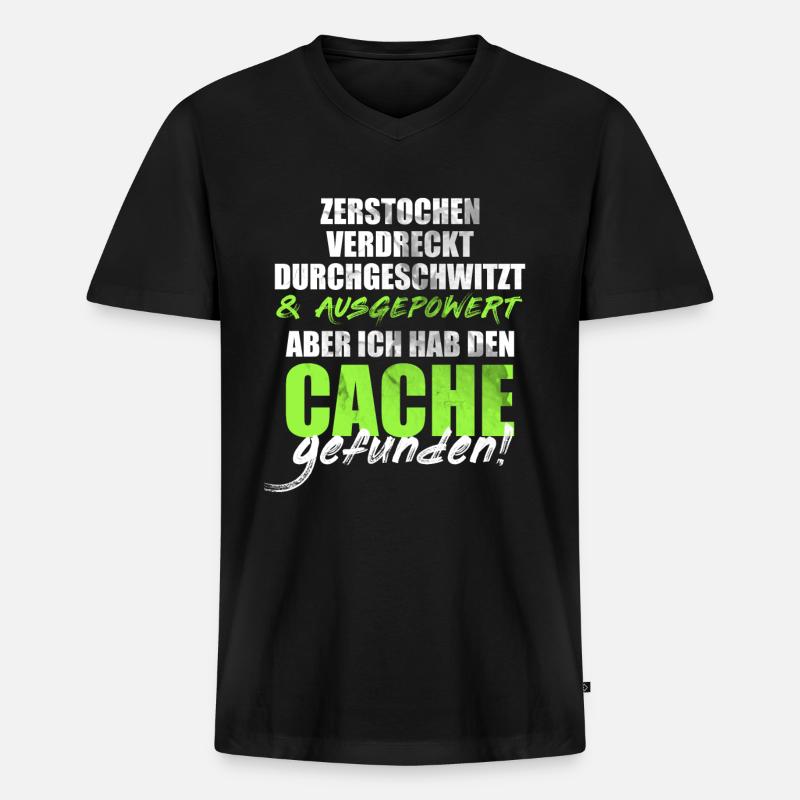 Geocacher Geocaching - Männer Premium Bio T-Shirt mit V-Ausschnitt - Schwarz