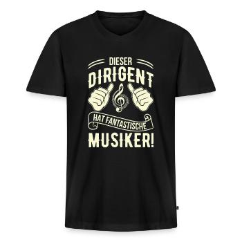 Dirigent - Männer Premium Bio T-Shirt mit V-Ausschnitt - Schwarz - Vorne - Nico (187cm)