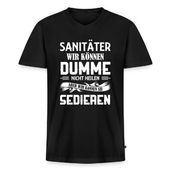 Retter Rettungssanitäter Sanitäter - Männer Premium Bio T-Shirt mit V-Ausschnitt - Schwarz - Vorne - Nico (187cm)