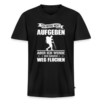 Wandern Bergsteiger - Männer Premium Bio T-Shirt mit V-Ausschnitt - Schwarz - Vorne - Nico (187cm)