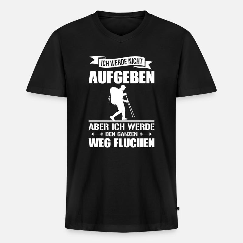 Wandern Bergsteiger - Männer Premium Bio T-Shirt mit V-Ausschnitt - Schwarz