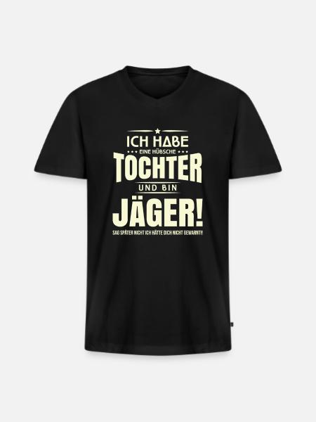 Jäger und Papa - Männer Premium Bio T-Shirt mit V-Ausschnitt - Schwarz