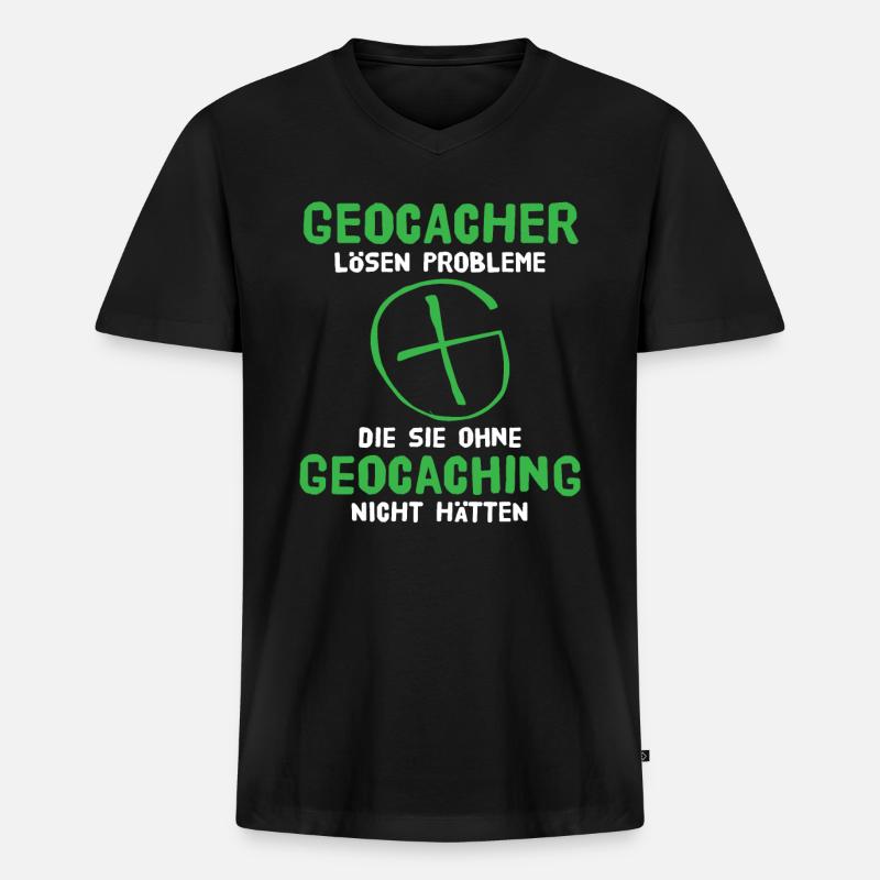 Geocaching Geocacher Schatzsuche - Männer Premium Bio T-Shirt mit V-Ausschnitt - Schwarz