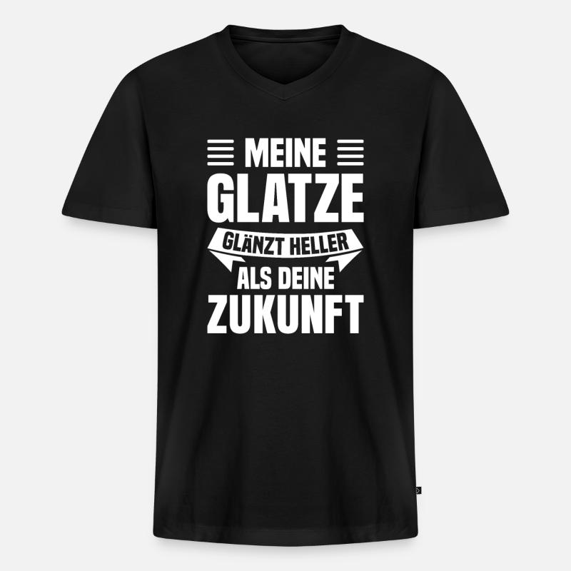 Glatze Glatzkopf Glatzenträger - Männer Premium Bio T-Shirt mit V-Ausschnitt - Schwarz