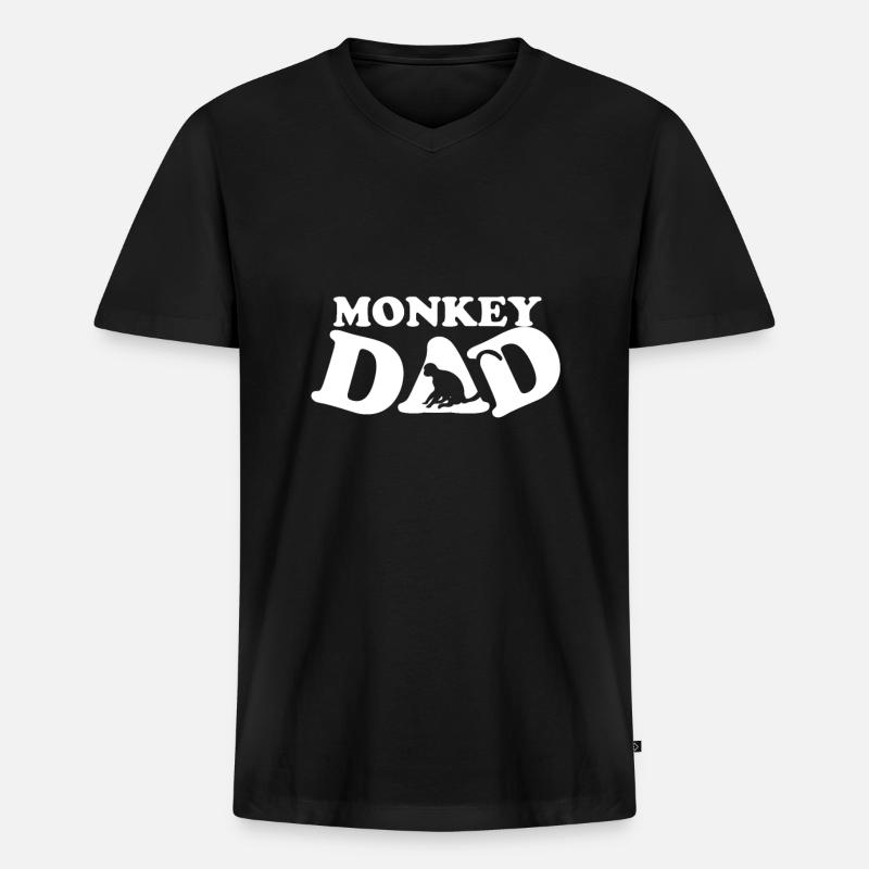 Affen Vater Affe Klettern chimpanzee - Männer Premium Bio T-Shirt mit V-Ausschnitt - Schwarz