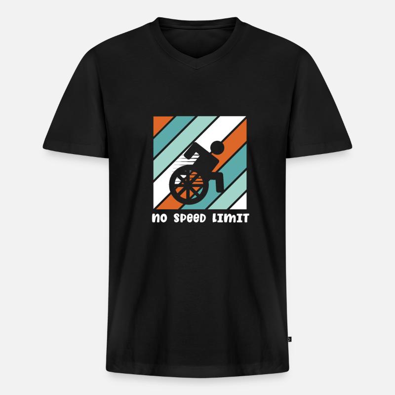 Rollstuhl Rollstuhlfahrer Handicap Behinderung - Männer Premium Bio T-Shirt mit V-Ausschnitt - Schwarz
