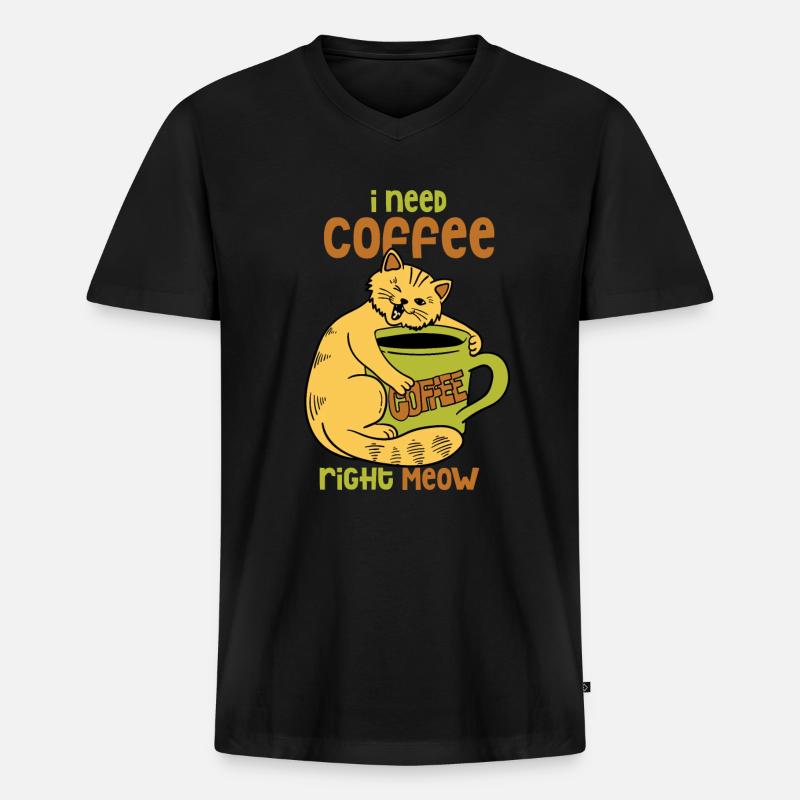 Katzen Kätzchen Kaffee Haustier - Männer Premium Bio T-Shirt mit V-Ausschnitt - Schwarz